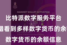 比特派数字服务平台 你不错看到多样数字货币的余额信息